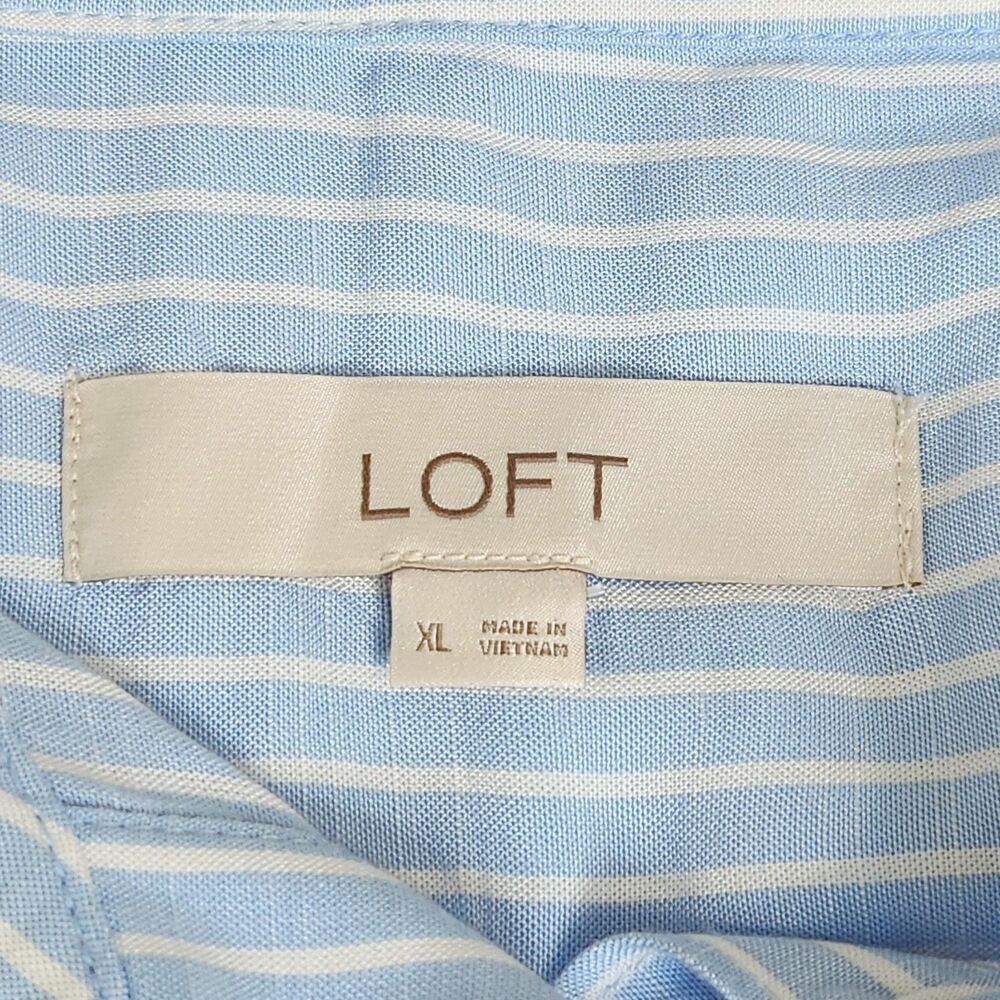 LOFT Striped Dolman Sleeve Tunic Shirt Blue White High Low Women's XL Coastal - Picture 5 of 8